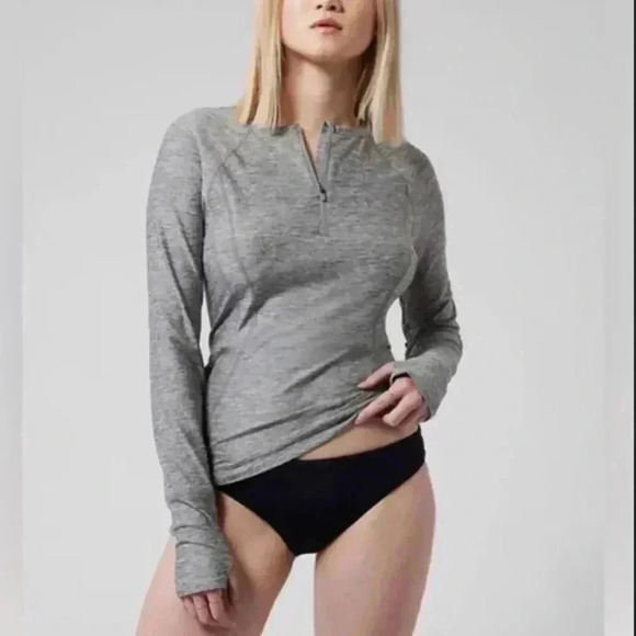 ATHLETA PACIFICA GREEN long sleeve quarter zip workout top green size S - Picture 2 of 8